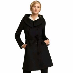 ANN TAYLOR Virgin Wool Black Winter Coat Jacket Size Small